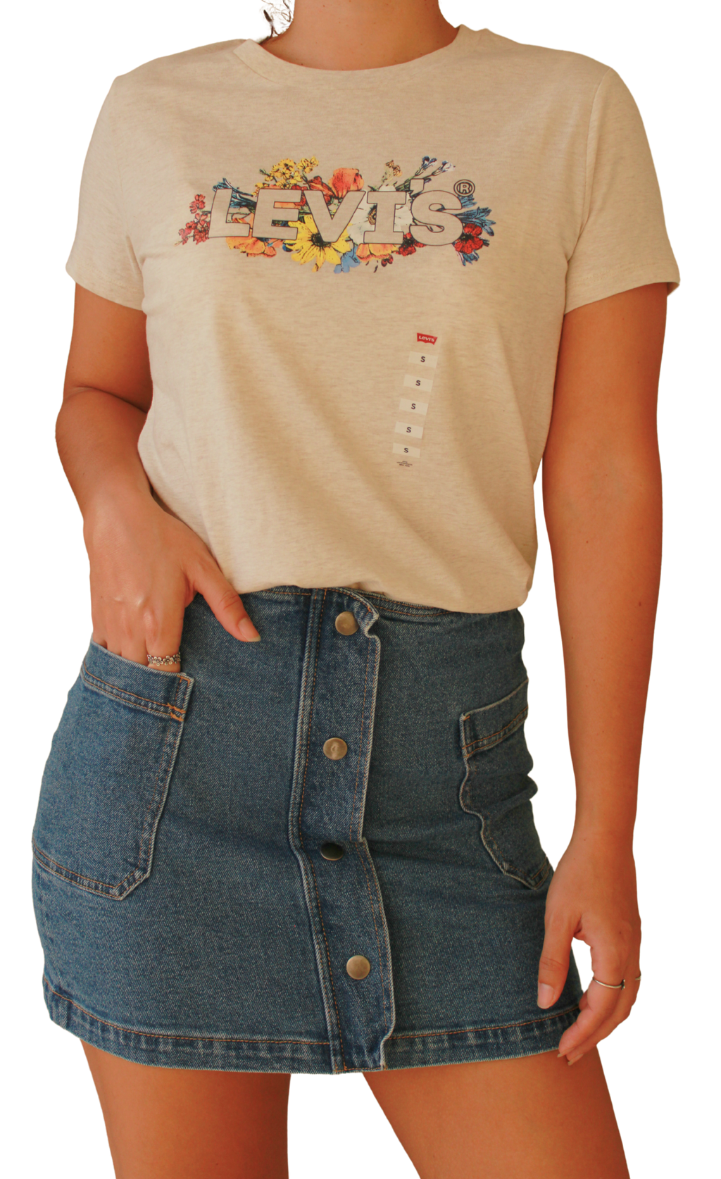 Camiseta Levis Logo Flores