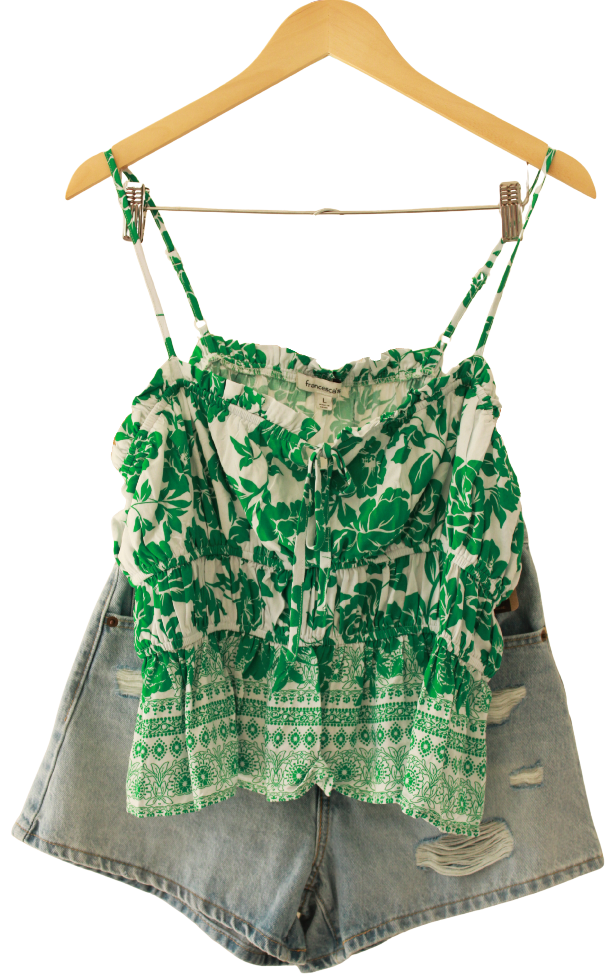 Blusa Tirantes Verde Floral