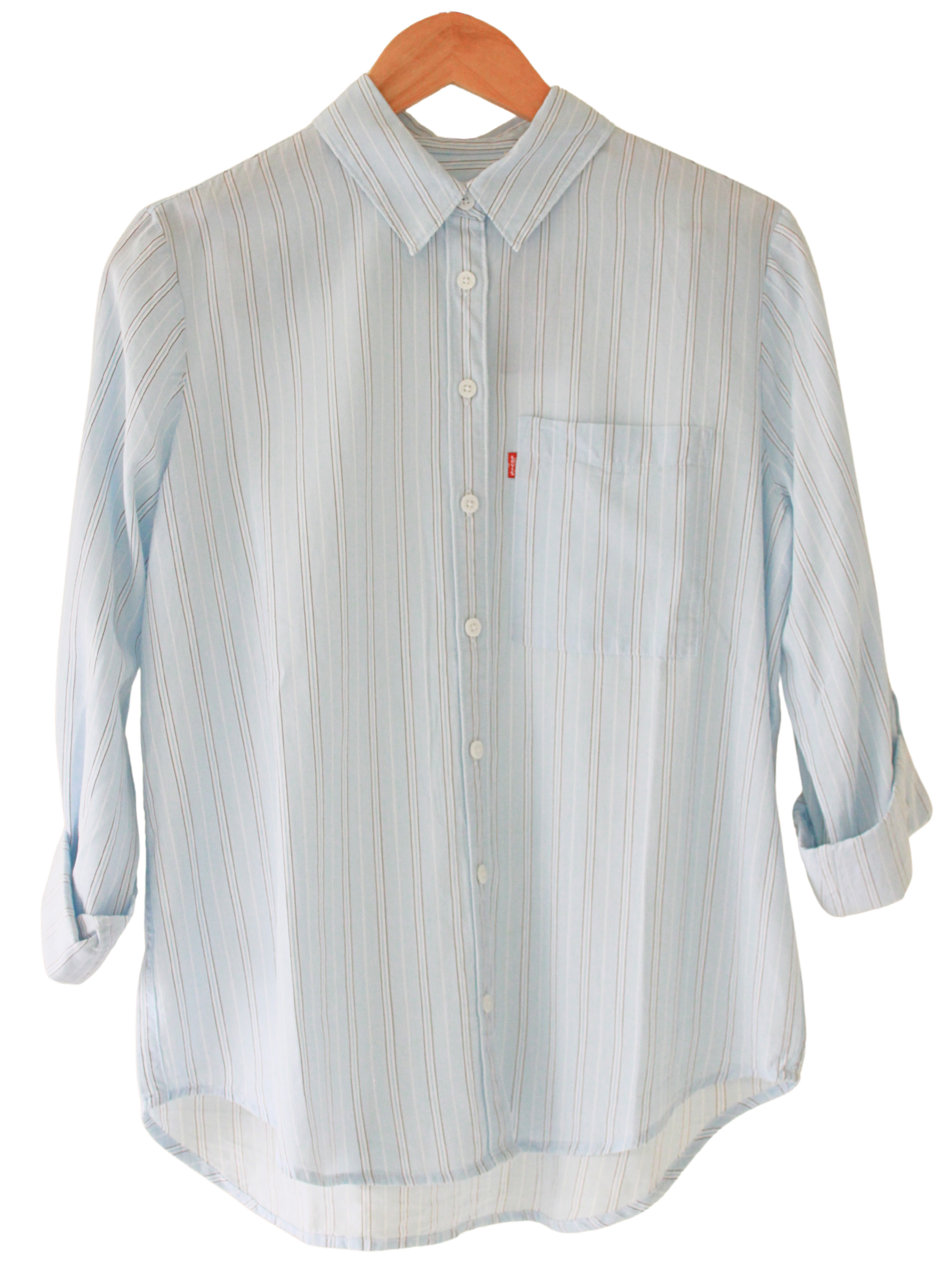 Camisa Levis Botones 3/4  Celeste