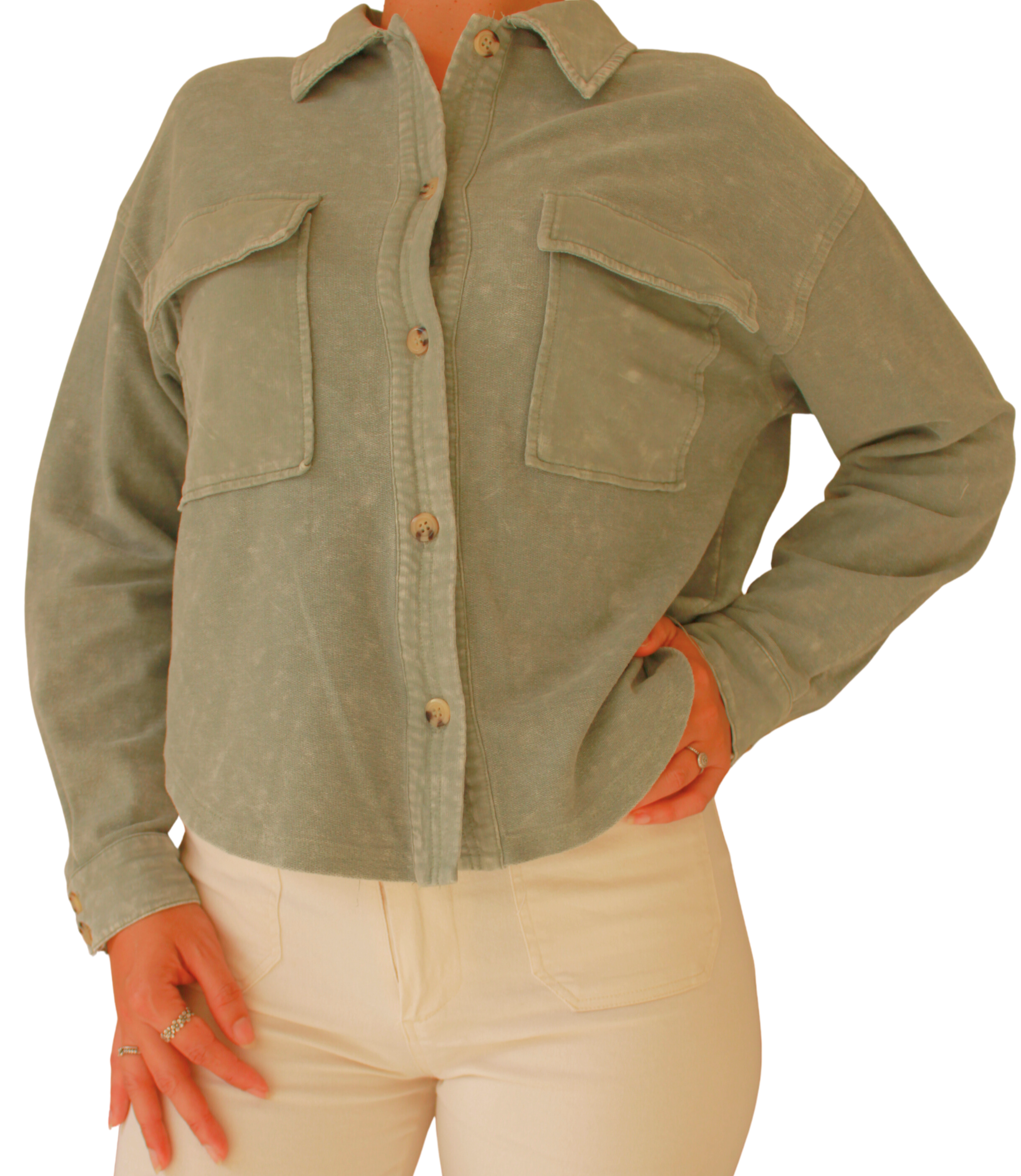 Blusa Manga Larga Verde Wash